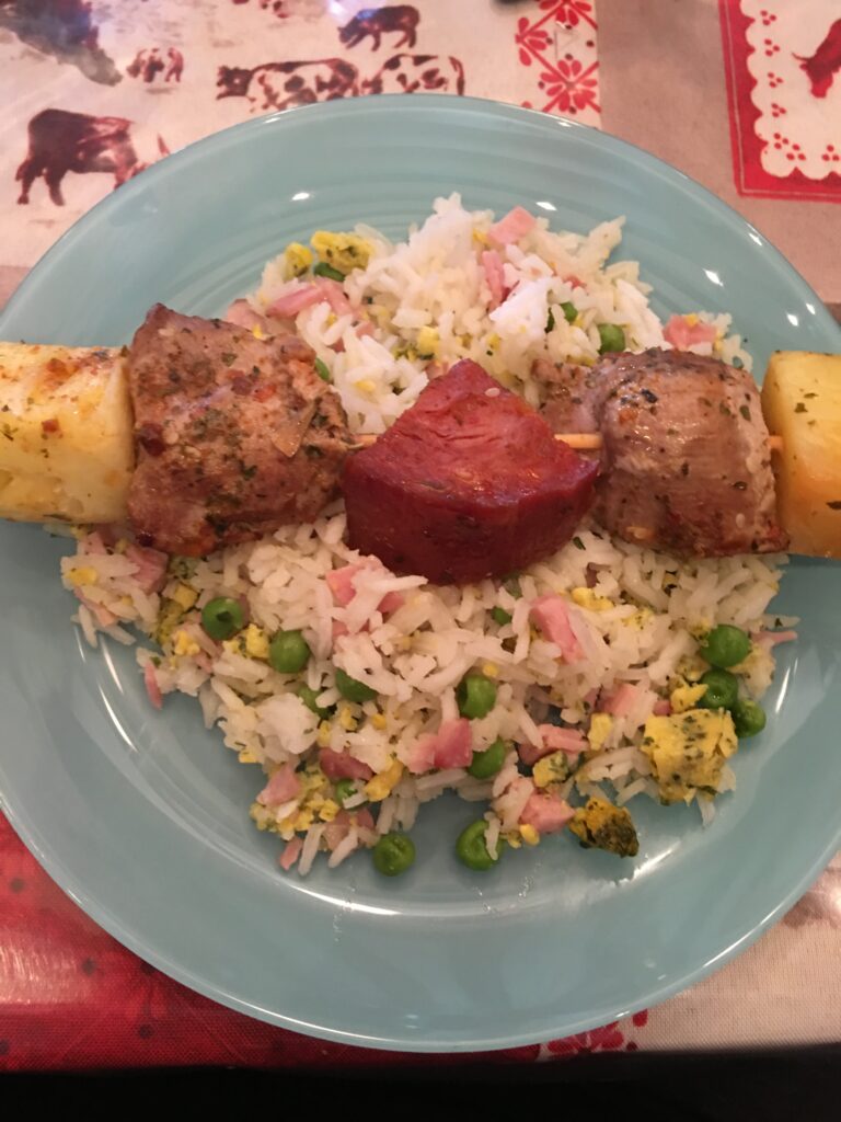 Brochette de sol y laisse de dinde aux ananas